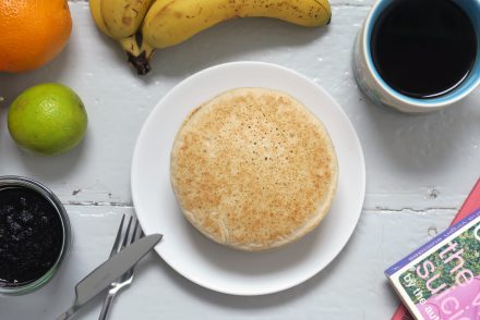 vegane Pancakes mit Reis- und Buchweizenmehl