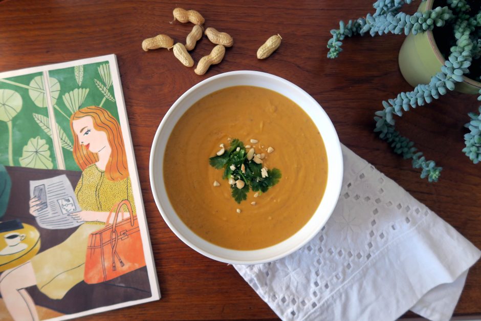glutenfreie und vegane Süßkartoffel-Erdnuss-Suppe